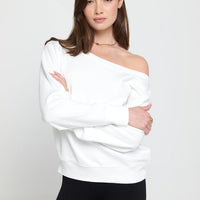 Sweatshirt La Vide Off Shoulder Sp40417016 White
