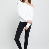 Sweatshirt La Vide Off Shoulder Sp40417016 White
