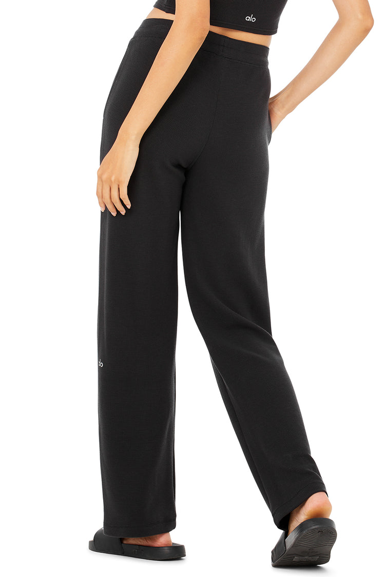 Micro Waffle High-Waist Pleasant Wide Leg Pants in Athletic Heather Grey by Alo  Yoga