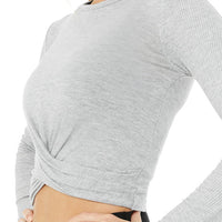 Alo Cover Long Sleeve Top W3345r Dove-Grey-Heather