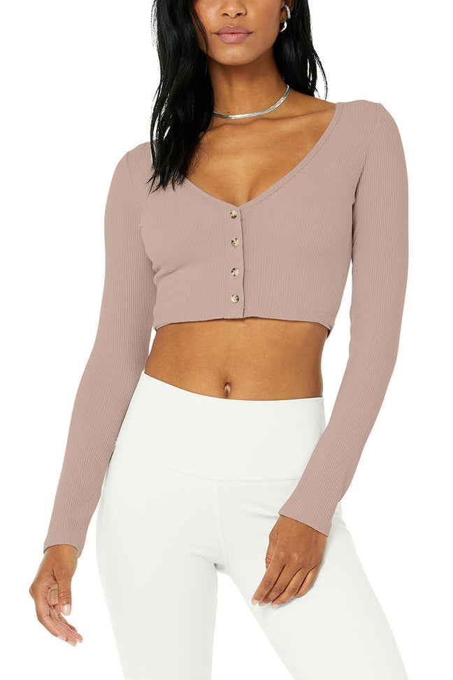 Alo Ribbed Cropped Whisper Car W3587r Dusty-Pink