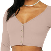 Alo Ribbed Cropped Whisper Car W3587r Dusty-Pink