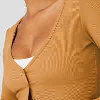 Cardigan Women's Knited Manmade Ls-top W3587r Toffee