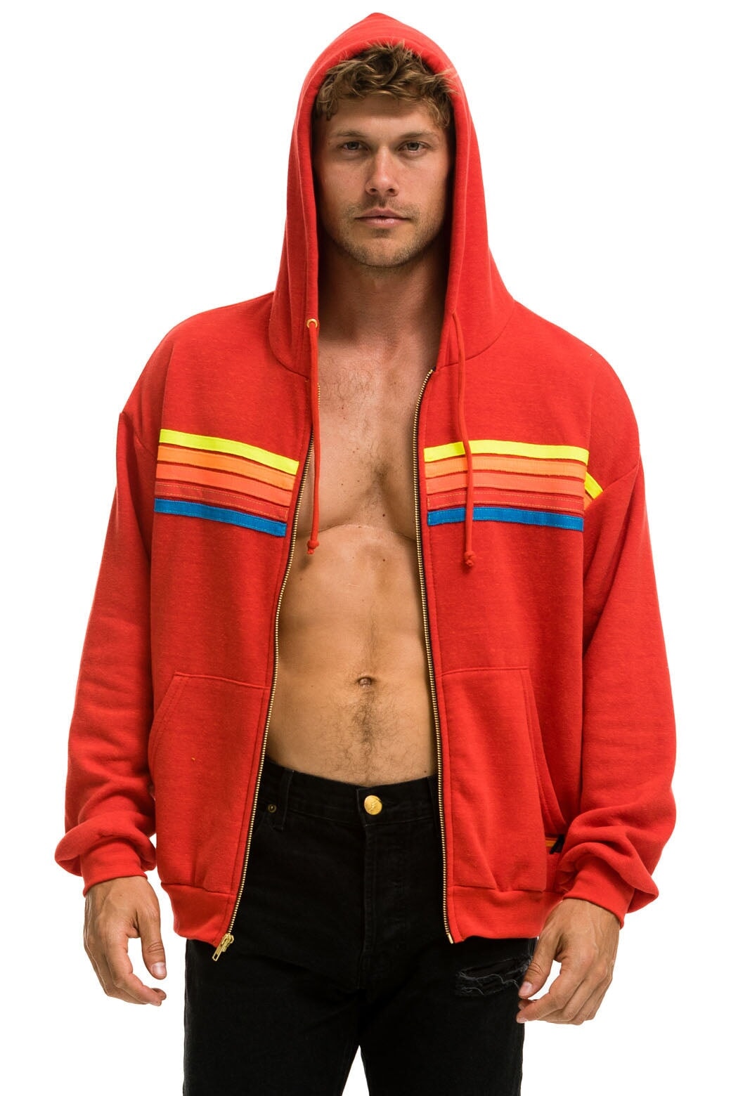 Jacket 5 Stripe Rela Hdrxrs5 Red-Neon-Rainbow