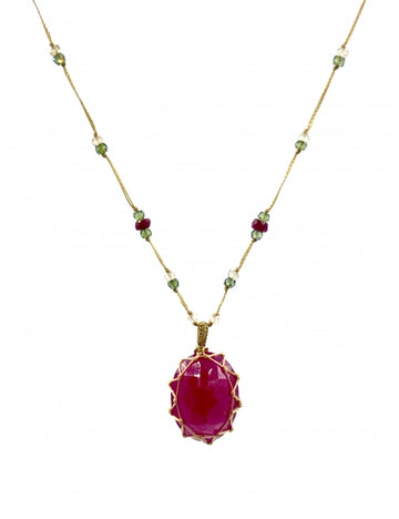 Necklace  Tibetan Rubellite-Red