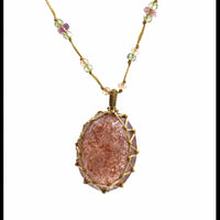 Necklace  Tibetan Long Pink-Quartz