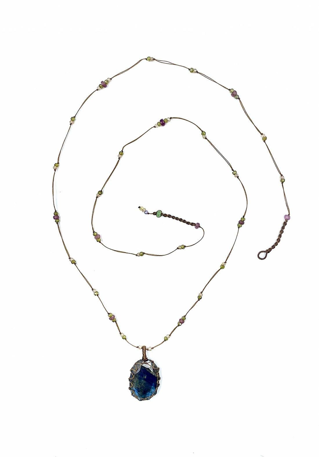Necklace  Tibetan Long Lab-Blue-Fire